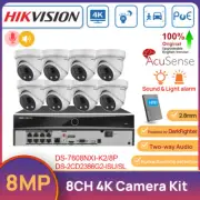 Hikvision 8CH 8MP Ourdoor Security CCTV Camera System MIC POE 2-Way Audio Alarm