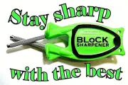 New patent sharpener that relines and hones Blades back to original true edges.