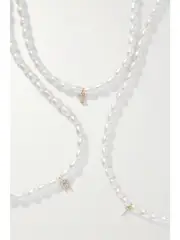 [STONE AND STRAND] STONE AND STRAND - Initial 10-karat Gold, Pearl And Diamond Necklace - G G Gold
