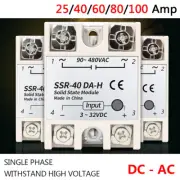 High Voltage DC 3-32V to AC 90-480V 25A-100A Solid State Relays Single Phase SSR