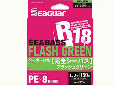 KUREHA SEAGUAR R18 KANZEN SEABASS FLASH GREEN 150m 22lb #1.2 PE Braid Line