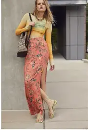 Free People Kellan Mesh Cropped top & High Slit Skirt Set L