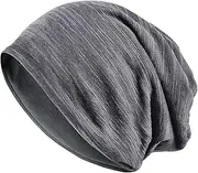 [H HOME-MART] Slouchy Beanie for Men/Women 1-Pack Oversize Baggy Skull Cap Summer Spring Thin Knit Hat Grey