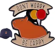 [Generic] Capybara Pin, Alloy Don't Worry Be Cappy Capybara Pin Brooches, Alloy Enamel Brooch Motivational Cowboy Badge Pin for Bookbags Clothes/Jackets & Hat