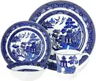 Vintage Dinnerware Set Ceramic Dishes Plates Bowls Mug White Blue Willow Decor 4