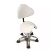 Saddle Chair with Back Rest & Chrome Base - White