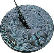 MEDIEVAL CRAFT Daybreak Sundial, Cast Iron with Verdigris Finish, 10 Inch Diameter