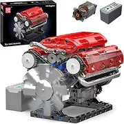 Mould King 10155 V8 Engine Model Kit That Works - Build Your Own Mini Engine, Car Engine Replica Build Blocks Set, STEM Engeering Toy for Kids/Adults, Home or Office Décor (552 Pcs)