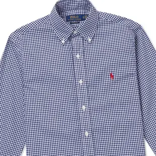 Polo Ralph Lauren RL 熱銷刺繡小馬長袖襯衫(CLASSIC FIT)-深藍白格色