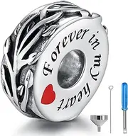 [APOTIE] Sterling Silver Cremation Urn Bead Charm for Ashes - S925 Holds Ash Keepsake Pendant Love Heart Memorial Jewelry Gifts for Women Loss Loved One