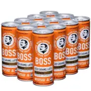 NEW Suntory Boss Coffee Drink Iced Caramel Latte 237mL 12 Cans Bulk Pack Carton