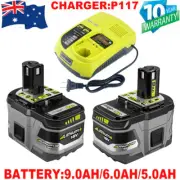 2x18V 9.0Ah 6.0Ah Battery For Ryobi P108 ONE+ PLUS RB18L50 P107& Charger