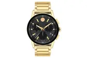 Movado Gold Steel Black Dial Chronograph Men's Swiss Made Watch - 607803