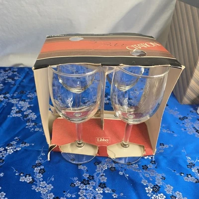Libbey Goblet Wine Glasses 10 oz Clear, New Old Stock Vintage Set Of 4