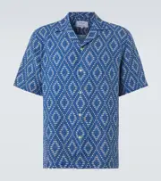 [Frescobol Carioca] Frescobol Carioca Roberto printed linen shirt UK 16 blue