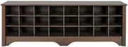 Freestanding Entryway Shoe Storage Cubby Bench, Espresso 24 Pair Shoe Cupboard(White)