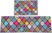 HANABASS 2pcs Nordic Morocco Door Mat Non Slip Entrance Floor Mat Colorful for Printed Design for Single/Back Door Living Room Kitchen Bedroom Decor