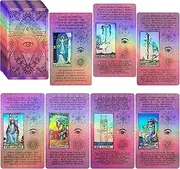 Smoostart PVC Holographic Tarot Cards with Meanings on Them, PVC Waterproof Anti-Wrinkle Luxury Gold Foil Tarot Cards Deck with Guidebook and Exquisite Box for Beginners and Professional Player