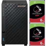 Asustor AS1102T 2-Bay Drivestor 2 NAS with 1GB RAM and 12TB (2x6TB) Seagate Iron