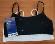 NEW Old Navy Girls 6-7 Cami Bra 2 PACK Black & Cream Stars #21122