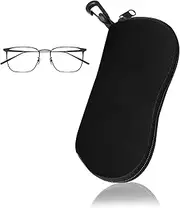 [Businey] Eyeglasses Case, Soft Zippered Neoprene Sunglasses Pouch Protective, Eyewear Case Bag, Black