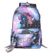 Stitch Kawaii Boys Girls Kids School Book Bags Women Usb Chain Backpack Canvas Men Laptop Bagpack Packsack Bookbag High Quality- 5