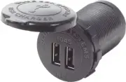 Systems 1045 Fast Charge 4.8A Dual USB Charger Socket Mount, 12V/24V
