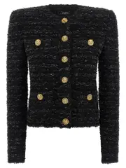 [Balmain] Balmain-Tweed Blazer Blazers Nero-Donna 34FR