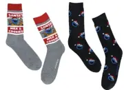 New SESAME STREET Mens 2 Pair CHRISTMAS SOCKS COOKIE MONSTER SANTAS MILK COOKIES