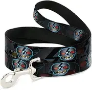 Buckle-Down Dog Leash, High Voltage Skull, 4 Feet Length x 0.5 Inch Wide