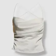 $280 Rozie Corsets Women's White Draped Open Back Satin Top Size FR40/US8