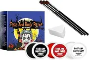 Face Body Paint Set,Face Painting Kit with Brushes and Sponge - Professional Paint, Cosplay Makeup for Women Adults
