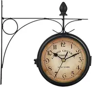 Wall Clock Outdoor Wall Clock Hanging Retro Double Sided Battery Powered Metal Mount Vintage Garden Coffee Bar Decoration Round Station Living Room/Showroom/Hotel /1200