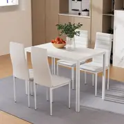 1 Artiss Dining Table and 4 Chairs Set White