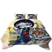 Hindu Goddess Maiden Durga and the Tiger Coverlet
