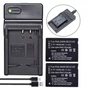 2 Battery &Charger for Panasonic DMW-BCG10E Lumix DMC-TZ10 TZ8 ZS25 3D1 V-Lux 20