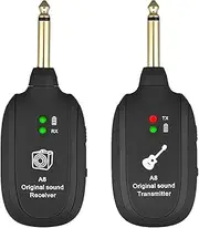 Wireless Guitar System, Guitar Transmitter Receiver, Built-in Rechargeable Battery, Wireless Audio Transmission Set for Electric Guitar Bass