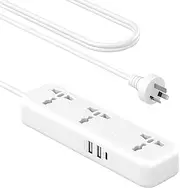 AU Plug Adapter with USB Ports, Universal Extension Cord 4 FT, European, UK, USA, India to AUS Plug Adapter for Travel & Life, Accepts Type A/B/C/D/E/F/G/H/I/J/K/L/N/O Plugs, White