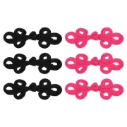 6pcs Chinese Knots Frog Buttons Closure Dark Rose/Black Sewing Fasteners