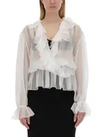 [Dolce & Gabbana] Dolce & Gabbana-Chiffon Blouse With Ruffles-Donna 40