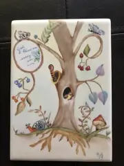 vintage kitschy ceramic Trivet Art Worms Mushrooms Retro MCM Funky Grannycore