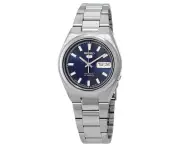 Seiko 5 Date Day Stainless Steel Blue Dial Men's Watch Timeless Elegance