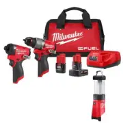 Milwaukee Hammer Drill + Impact Driver Combo Kit 12V Li-Ion Cordless w/ Lantern