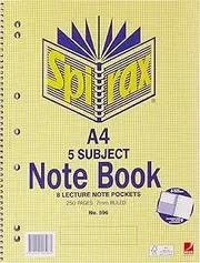 SPIRAX 5 Subject Notebook, A4 250 Page, No. 596