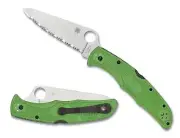 Spyderco Pacific Salt 2 Knife C91FSGR2 Satin 3.78" Serrated LC 200 N Green FRN