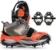 [VIDECOR] Crampons Ice Grips for Boots and Shoes 19 Stainless Steel Spikes Microspikes Shoe Grips Anti Slip Ice Grippers Cleats for Hiking Walking Climbing on Snow and Ice,M