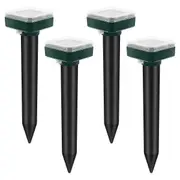 Mole Repellent, 4 Pack Ultrasonic Animal Repellent Solar Powered and Vole Chaser Humane Rodent Repellent Black Green
