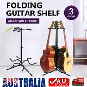 Guitar Stand 3 Head Folding Acoustic Bass Electric Foldable Double Self Locking