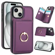 IPhone 13/Iphone 14 Case With Card Holder,Military Grade Drop Protection,Durable Shockproof Cover-Purple