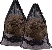 Mesh Laundry Bag Heavy Duty Drawstring Bag, Factories, College, Dorm, Travel and Apartment Dwellers, 24 x 36 Inches, 2 Pack, Black